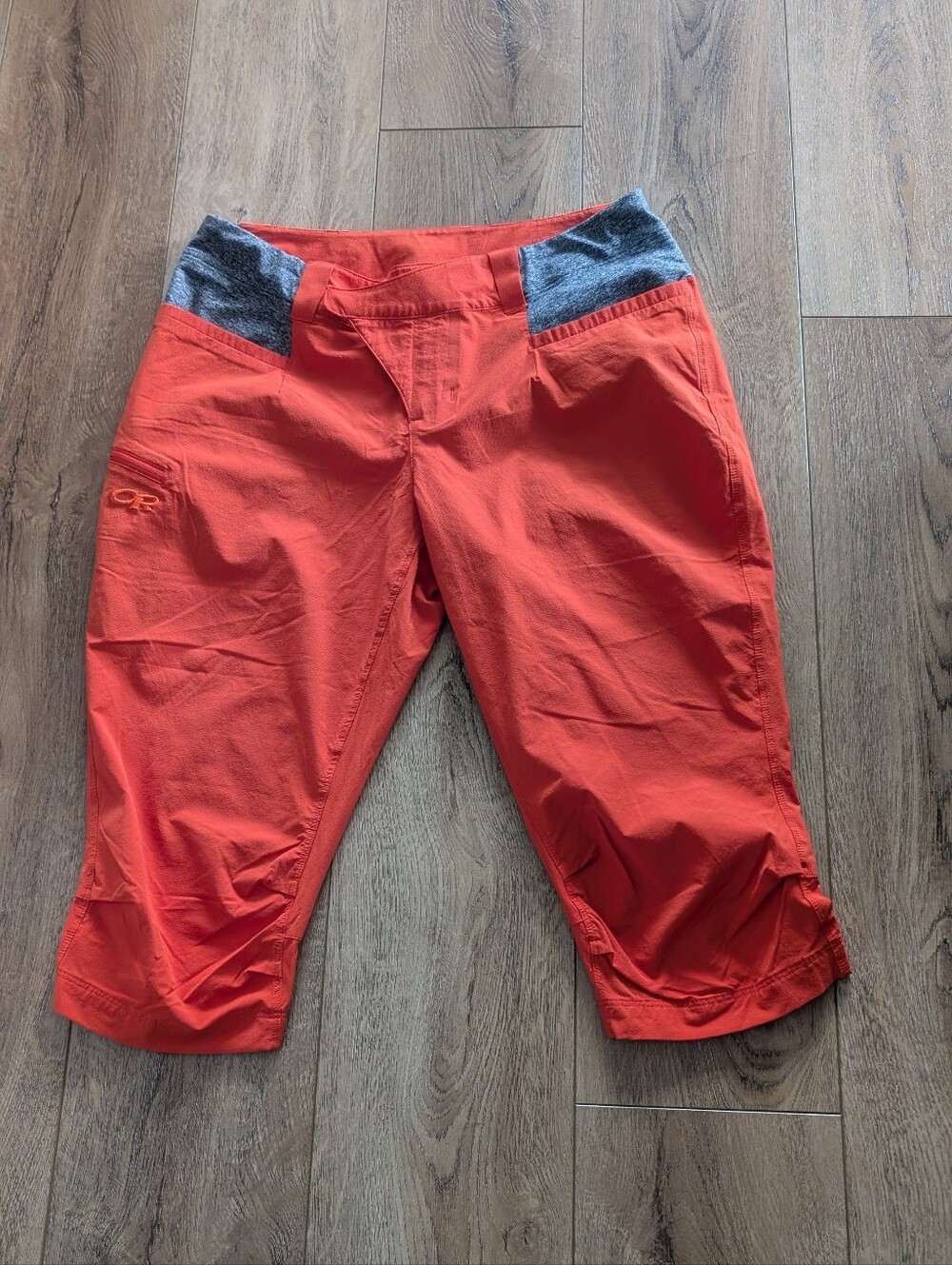 Women's Orange Performance Walking Shorts with Stretch Waist